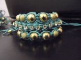 Conjunto Pulseira Macreme turquesa