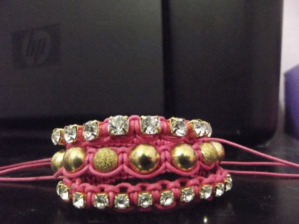Conjunto Pulseira Macreme rosa